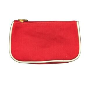 Elizabeth Arden Vintage Womens Makeup bag purse with Keychain Red Clean
